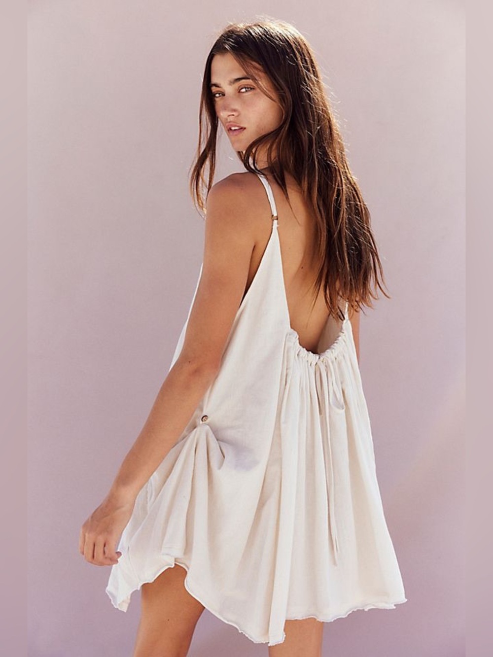 Free People freest Pick Me Up Linen Mini Dress Summer Beachy Sz XS